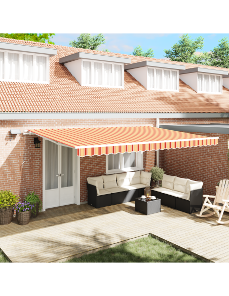 Tenda Retrattile Manuale con LED Gialla e Arancione 500x350 cm