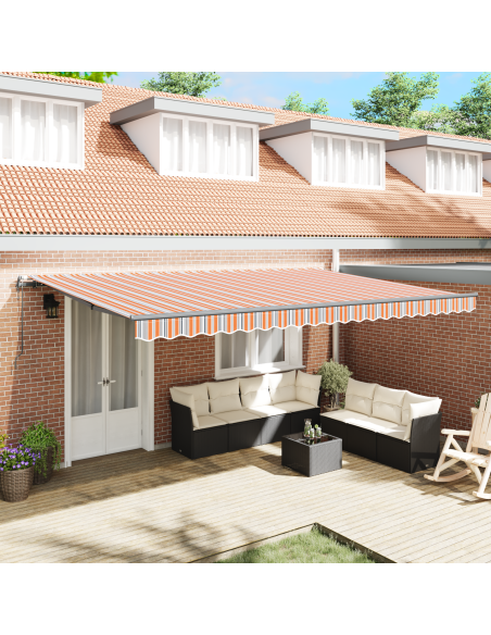 Tenda Retrattile Automatica a Righe Multicolore 500x350 cm