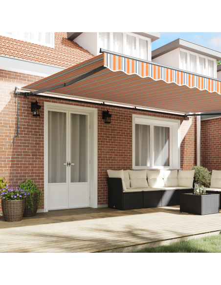 Tenda Retrattile Automatica a Righe Multicolore 500x350 cm