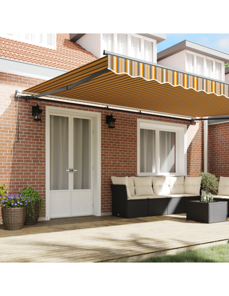 Tenda Retrattile Automatica Multicolore a Strisce 500x350 cm