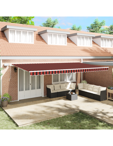 Tenda Retrattile Manuale con LED Arancione e Marrone 600x300 cm