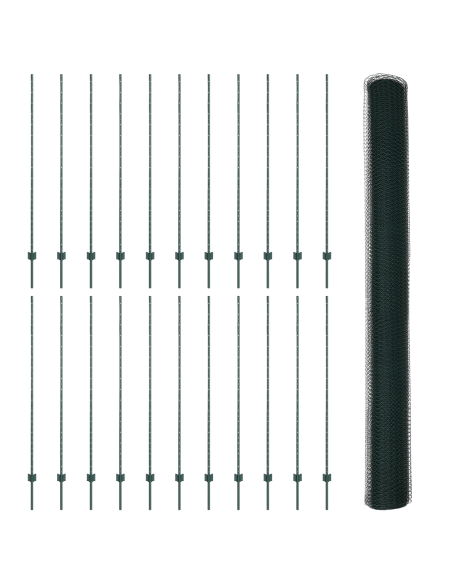 Pali per Recinzione  11 pcs U-Channel Verde 150 cm Acciaio