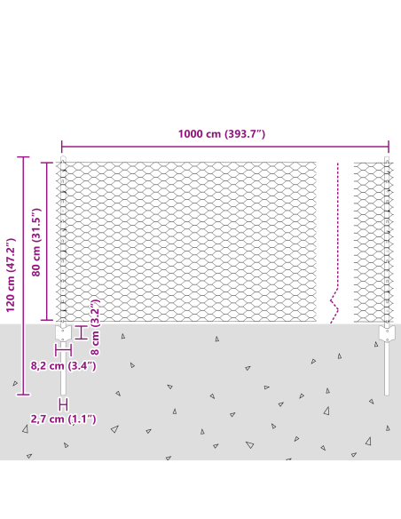 Pali per Recinzione  5 pz U-Channel 80 cm Acciaio Zincato