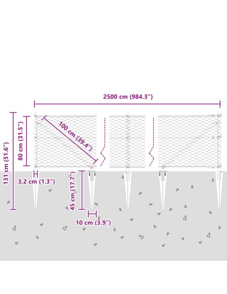 Recinzione Esagonale  Grigia 0.8x25 m Acciaio