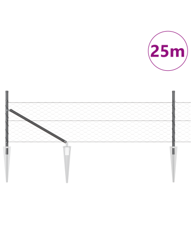Palo della recinzione Grigio 25 x 0,8 m (maglia 50 mm)