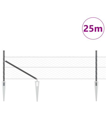 Palo della recinzione Grigio 25 x 0,8 m (maglia 50 mm)