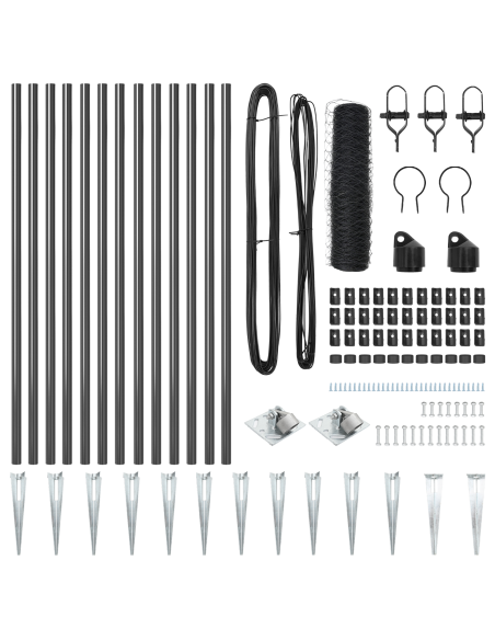 Palo della recinzione Grigio 25 x 0,8 m (maglia 50 mm)