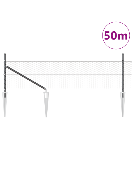 Recinzione Esagonale Grigia 0.8x50 m Acciaio