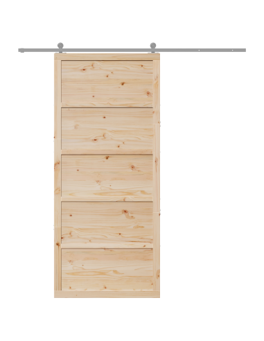 Porta del fienile Naturale 80 x 2,5 x 208 cm Pino massello