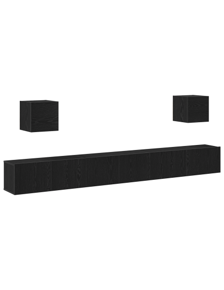 Set di mobili TV  7 pezzi rovere nero legno ingegnerizzato