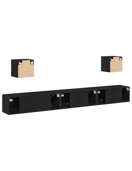 Set di mobili TV  7 pezzi rovere nero legno ingegnerizzato