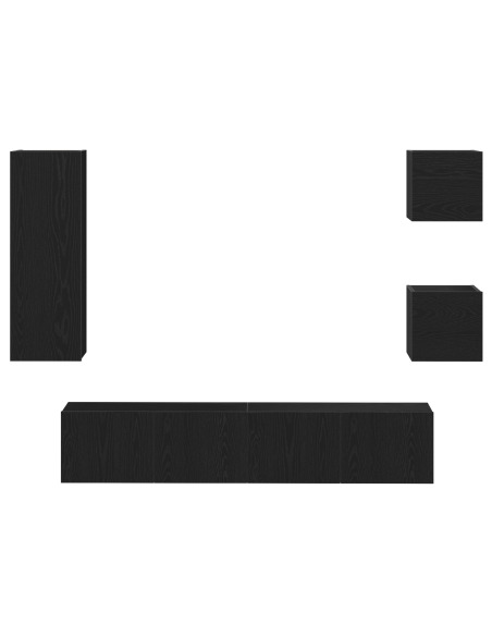 Set di mobili TV  5 pezzi Rovere Nero Legno ingegnerizzato