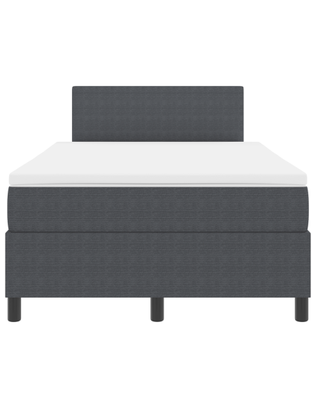 Letto Box Spring con Materasso & LED Grigio Scuro 120x200 cm Tessuto a Coste
