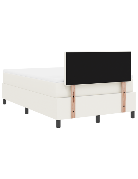 Letto con Rete a Molla con Materasso & Luce LED Crema 120x200 cm Tessuto in Velluto
