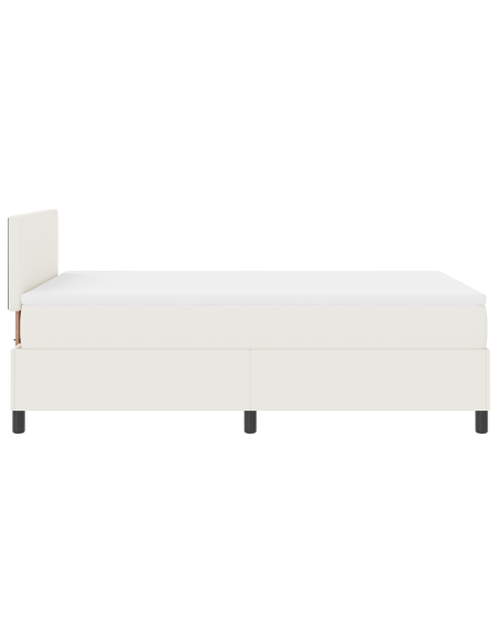 Letto con Rete a Molla con Materasso & Luce LED Crema 120x200 cm Tessuto in Velluto