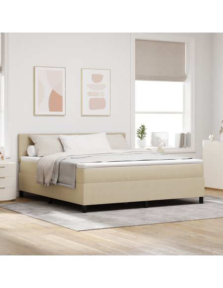 Letto Box Spring e Materasso & Luce LED Verde Grigio Super King Tessuto a Coste