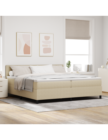 Letto a molle con materasso & luce LED verde grigio 200x200 cm tessuto a coste