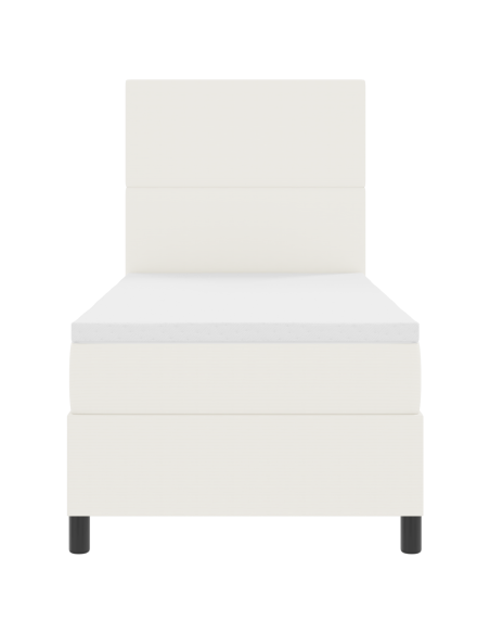 Letto Box Spring con Materasso & LED Crema 80x200 cm Tessuto in Corduroy