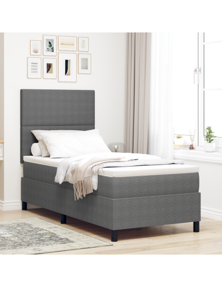 Letto a box con materasso e luce LED Grigio chiaro in tessuto a coste