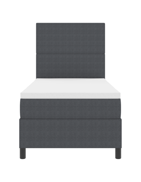 Letto a Box Spring con Materasso&LED Grigio Scuro Singolo in Tessuto in Corduroy