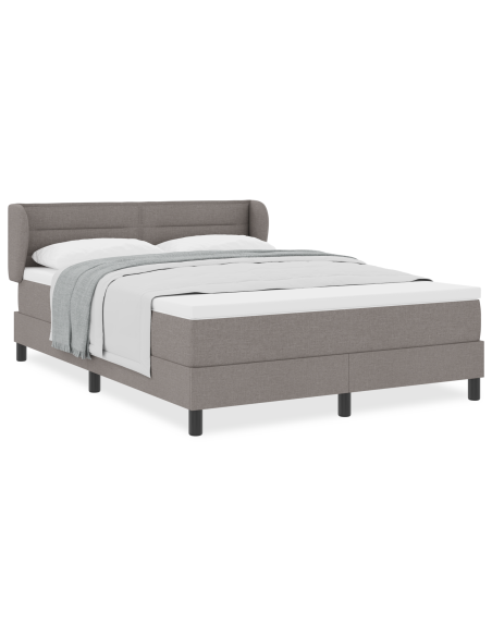 Letto a Molle con Materasso Tortora 140x200 cm Tessuto