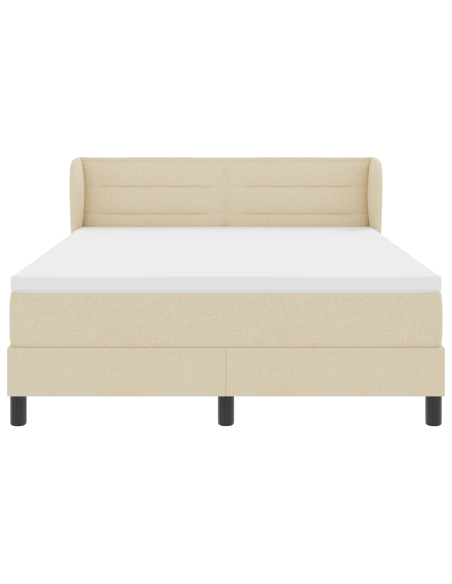 Letto Box Spring  con Materasso Crema 140x200 cm in Tessuto