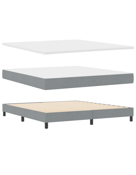 Letto Box Spring con Materasso  Grigio Chiaro 180x200 cm Tessuto