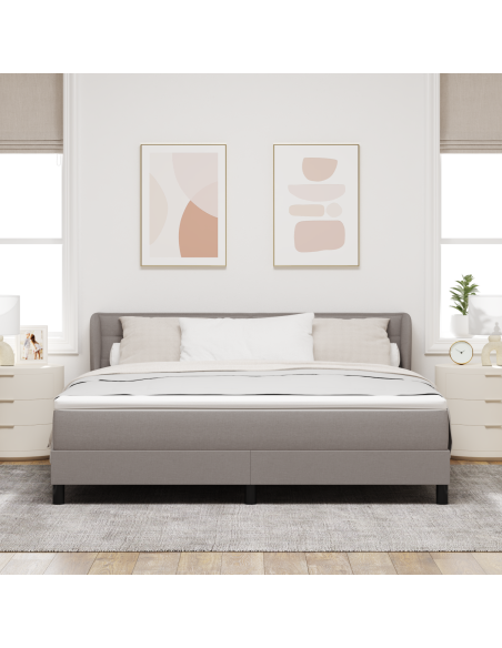 Letto Box Spring con Materasso Tortora 180x200 cm Tessuto