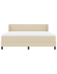 Letto a molle con materasso Crema 180 x 200 cm Tessuto 2