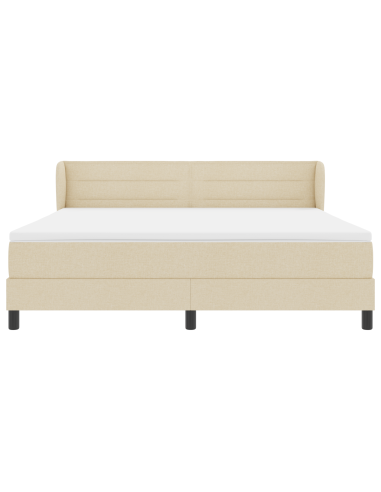 Letto a molle con materasso Crema 180 x 200 cm Tessuto