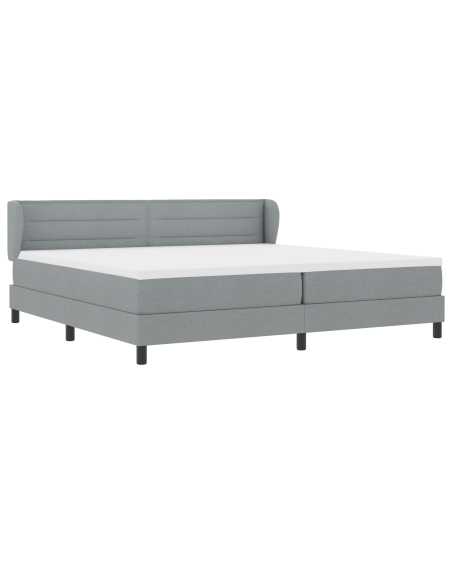 Letto Box Spring con Materasso Grigio Chiaro 200x200 cm in Tessuto