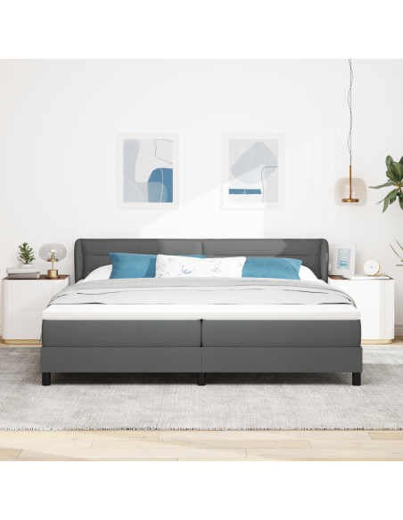 Letto a molle con materasso  grigio scuro 200x200 cm in tessuto