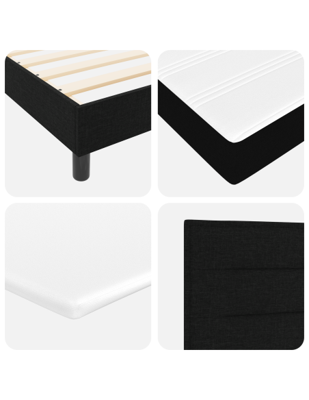 Box Spring Letto con Materasso Nero 200x200 cm Tessuto