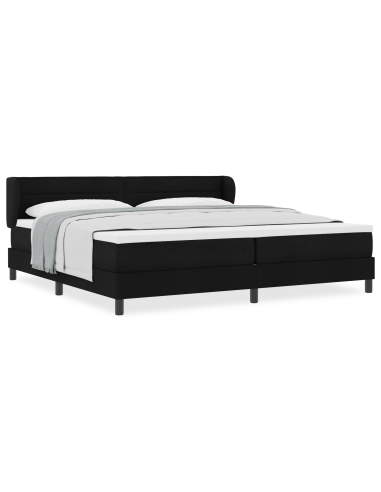 Letto a molle con materasso Nero 200 x 200 cm Tessuto