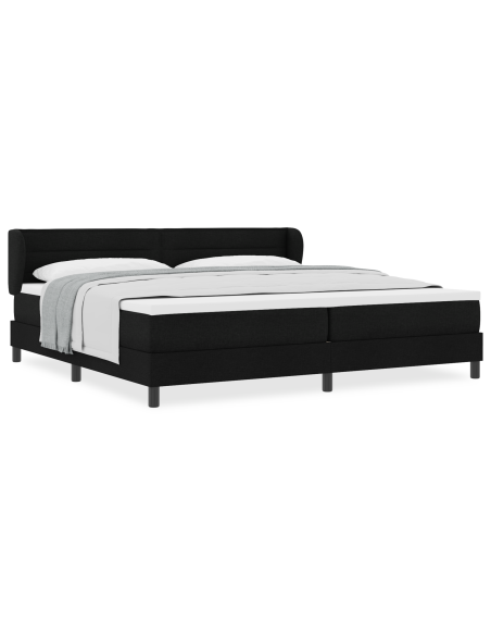 Box Spring Letto con Materasso Nero 200x200 cm Tessuto