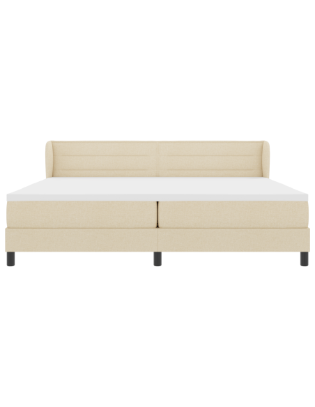 Letto a molle con materasso Crema 200 x 200 cm Tessuto
