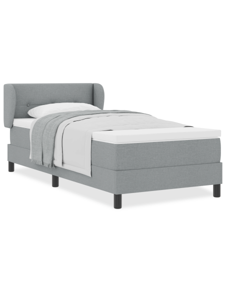 Letto con rete a doghe e materasso  Grigio chiaro 80x200 cm Tessuto