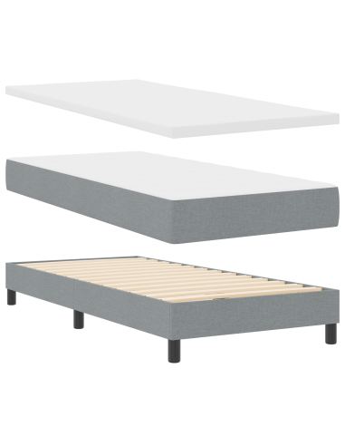 Letto a molle con materasso Grigio chiaro 90 x 190 cm Tessuto