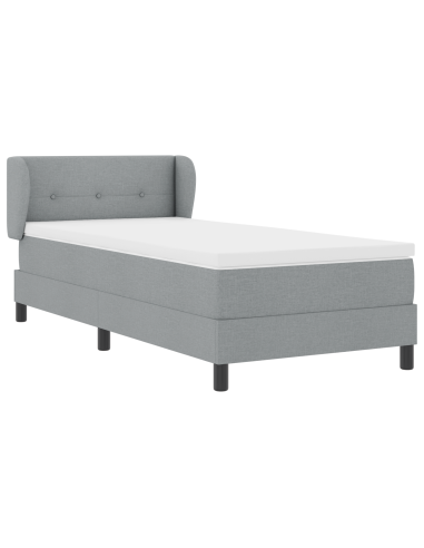 Letto a molle con materasso Grigio chiaro 90 x 190 cm Tessuto