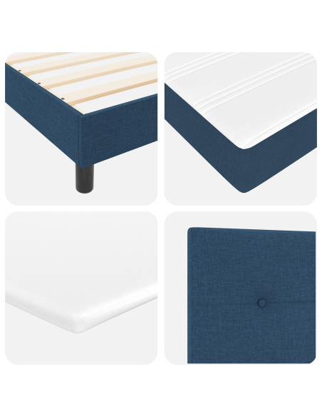 Letto Box Spring con Materasso Blu 90x200 cm in Tessuto
