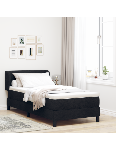 Letto Box Spring con Materasso  Nero 100x200 cm Tessuto
