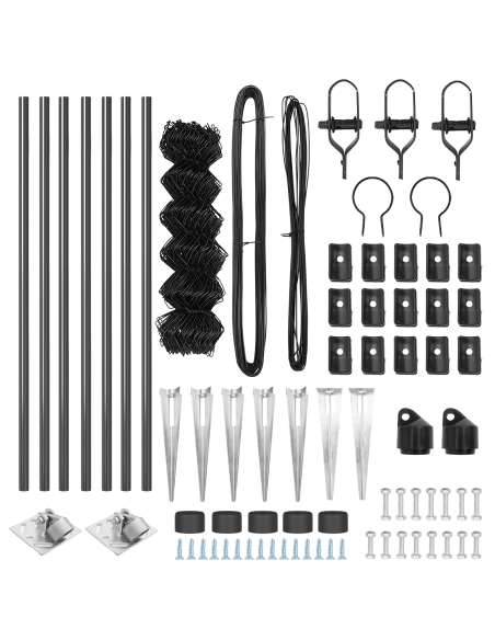 Recinzione a maglie metalliche con 7 pali a punta 1x10 m in acciaio zincato