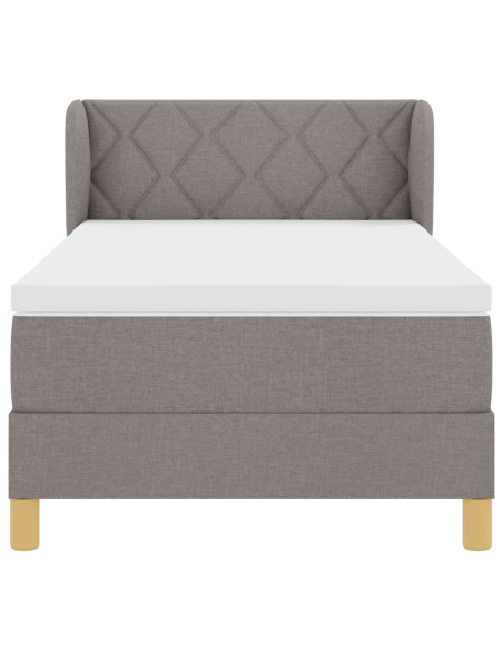 Letto a Molla con Materasso Color Tortora, 90x200 cm, Tessuto