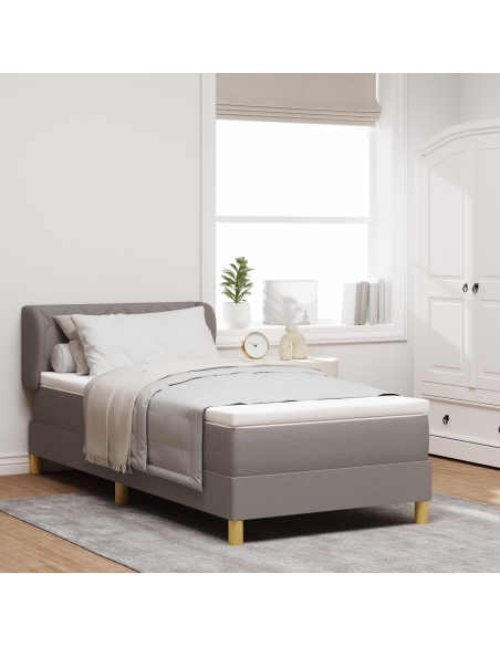 Letto a Molla con Materasso Color Tortora, 90x200 cm, Tessuto