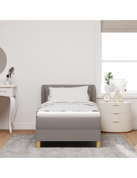Letto a Molla con Materasso Color Tortora, 90x200 cm, Tessuto