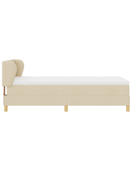 Letto a Molle con Materasso in Crema, 90x200 cm, Tessuto