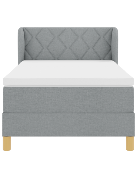 Letto a Rete con Materasso Grigio Chiaro 100x200 cm Tessuto