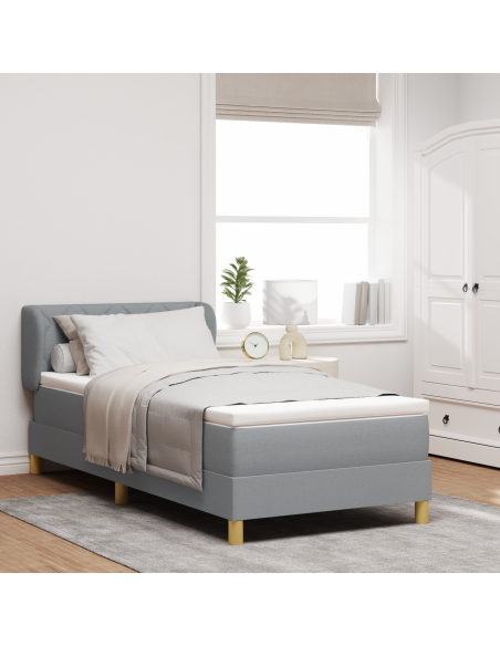 Letto a Rete con Materasso Grigio Chiaro 100x200 cm Tessuto