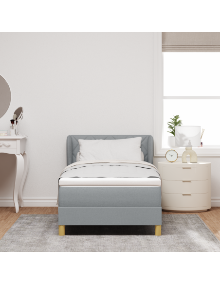 Letto a Rete con Materasso Grigio Chiaro 100x200 cm Tessuto
