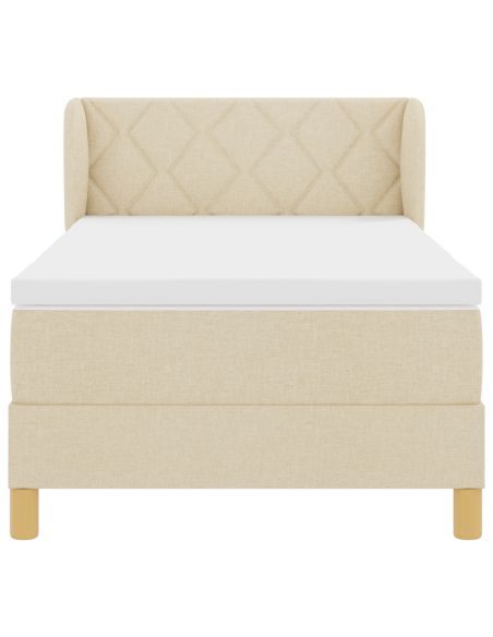 Letto Box Spring con Materasso - Crema 100x200 cm Tessuto